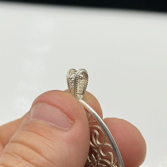 Sterling silver drop pendant filigree style 925 - Picture 2 of 2